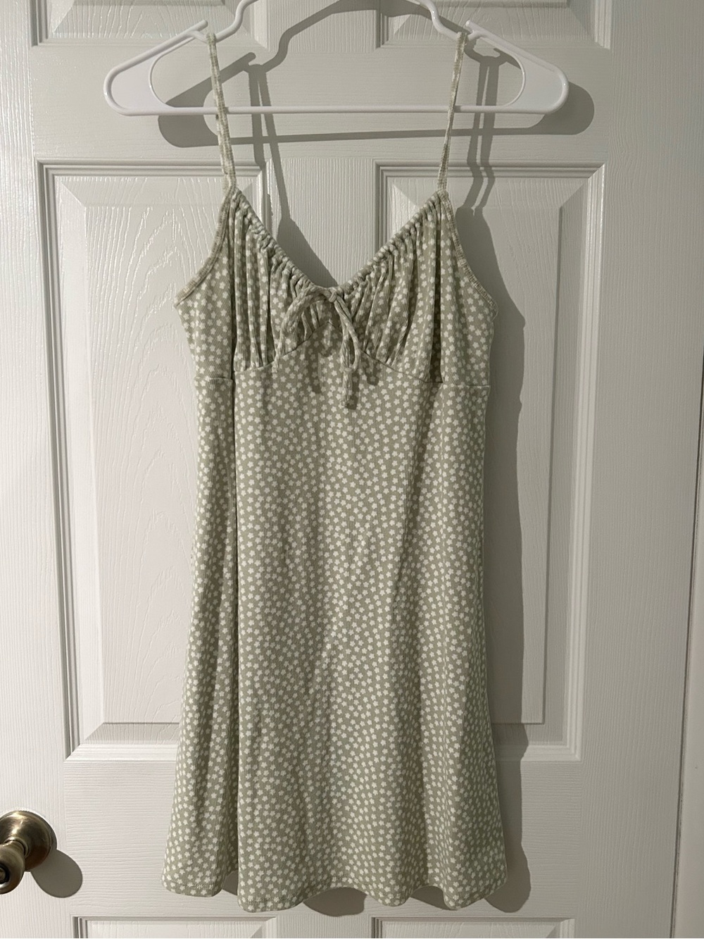 American Eagle Sage Green Floral Ribbed Slip Dress Medium
